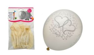 Blister 5 balões Latéx Transparentes Corações Noivos 30Cm