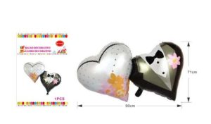 Balão Foil Coração Noivos 90x71Cm