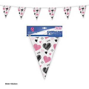 Grinalda 10 Bandeiras Corações LOVE 3Mt