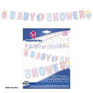 Grinalda Rosa/Azul BABY SHOWER Pastel 3Mt
