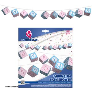 Grinalda Cubos Rosa/Azul BABY SHOWER Pastel 3Mt