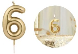 Vela Aniversário 6Cm Dourada - Número 6