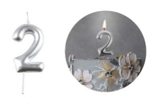 Vela Aniversário 6Cm Prateada - Número 2