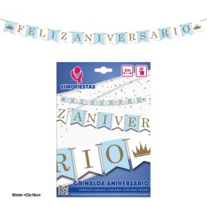 Grinalda 18 Bandeiras Feliz Aniversário Dourado Glitter 5Mt