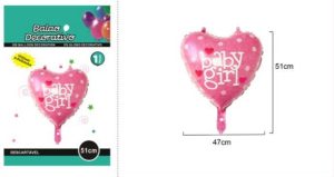 Balão Foil Coração Baby 51Cm - Rosa-Baby Girl