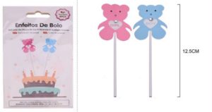 Conj. 6 Toppers Ursinho Boy-Girl 12.5Cm - Rosa (Girl)