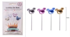 Conj. 6 Toppers Cabeça Minnie - Rosa