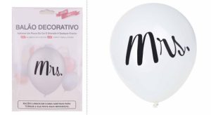 Balão Latéx Branco Impresso Mr. / Mrs. 60Cm - Mrs.