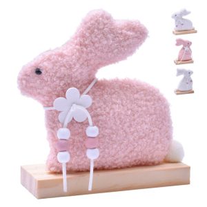 Decoração Mesa Páscoa Coelhinho Branco-Rosa 13x17x5Cm