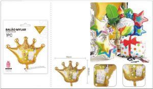 Balão Foil Coroa Dourada 76Cm