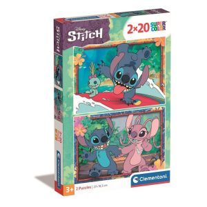 Puzzle 2x20 Peças Stitch Angel & Scrump