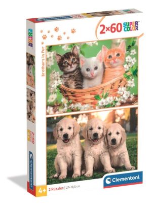 Puzzle 2x60 Peças Animais Brothers in Fur