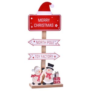 Ornamento Decorativo Madeira MDF Merry Christmas 15,5x5x38Cm