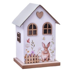 Casa com Luz Coelho Páscoa 11x10x17Cm