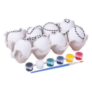 Conj. 8 Ovinhos Páscoa para Pintar (inclui Pincél e Tintas) 6x4Cm