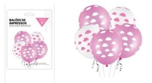 Blister 5 Balões Latéx Nuvens 30Cm