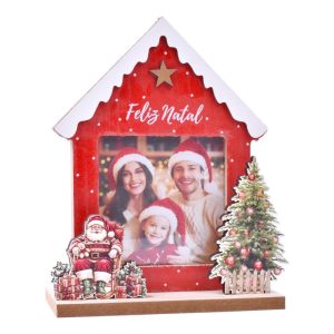 Porta Fotos Casinha Natal 16x5x20Cm (10x10Cm)