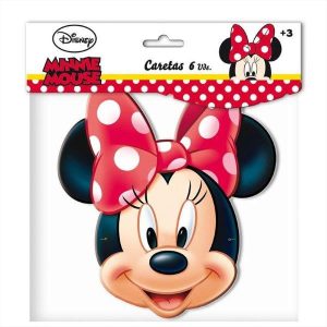 Conj. 6 Máscaras Minnie Laço Vermelho