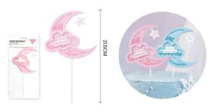 Topper Bolo Lua Feliz Aniversário 21.5Cm - Rosa