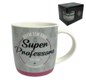 Caneca Maxi Porcelana Cinza Super Professora