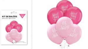 Blister 6 Balões Latéx Rosa-Rosa Claro Oh Baby! 30Cm