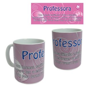 Caneca Porcelana Rosa Professora 325Ml
