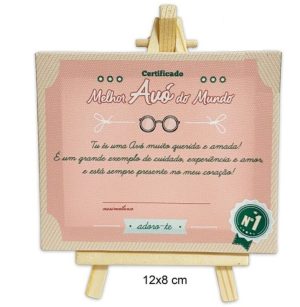 Cavalete Certificado Melhor Avó do Mundo 12x8Cm