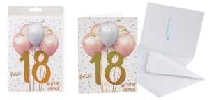Postal de Aniversário Rosa Feliz 18 Anos 12.5x17.5Cm