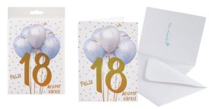 Postal de Aniversário Azul Feliz 18 Anos 12.5x17.5Cm