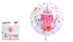 Balão Foil Redondo Transparente Baby Shower 50Cm - Rosa-It's a Girl