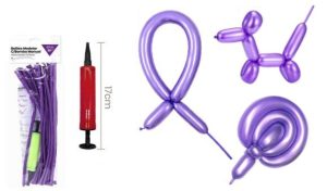 Blister 20 Balões Modelar 80Cm + Bomba 17Cm - Roxo Metálico