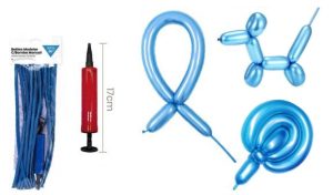 Blister 20 Balões Modelar 80Cm + Bomba 17Cm - Azul Metálico