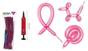 Blister 20 Balões Modelar 80Cm + Bomba 17Cm - Rosa Metálico