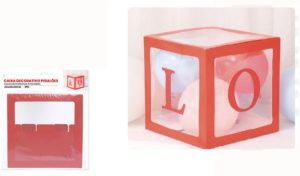 Caixa para Balão Vermelha LOVE 30x30Cm
