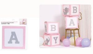 Conj. 4 Caixas para Balão BABY 30x30Cm - Rosa