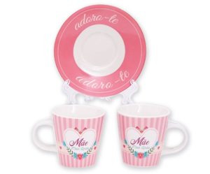 Conj. 1 Chávena Café c/Colher e Prato Mãe Mais Linda Adoro-te