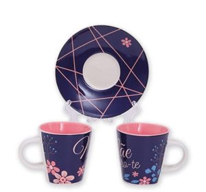 Conj. 1 Chávena Café com Colher e Prato Mãe Adoro-te