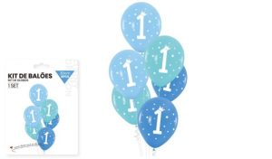 Blister 6 Balões Latéx Impressos Nº 1 30Cm