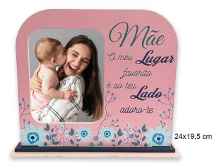 Moldura Madeira com Mensagem Mãe Adoro-te 24x19.5cm (12.5x10Cm)