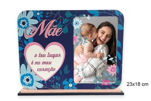 Moldura Madeira com Mensagem Mãe O Meu Lugar 23x18cm (14x9Cm)