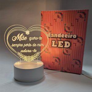 Candeeiro LED Coração Mãe Quero-te Perto de Mim