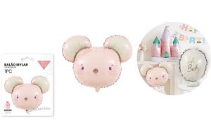 Balão Foil Figura Ratinho Rosa 68Cm