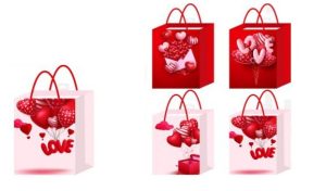 Saco de Papel LOVE Vermelho-Branco