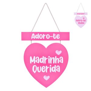 Placa Pendurar MDF Rosa Adoro-te Madrinha 46x26x0.8Cm
