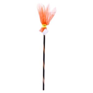 Vassoura de Bruxa Laranja Halloween 90Cm