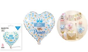 Balão Foil Coração Welcome Little Prince 45Cm