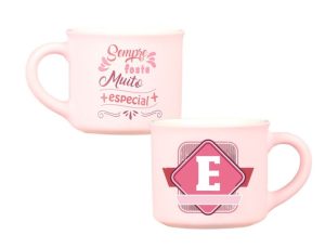 Chávena Café Veludo Letras Rosa - E