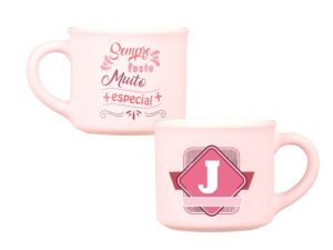 Chávena Café Veludo Letras Rosa - J