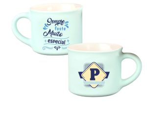 Chávena Café Veludo Letras Azul - P