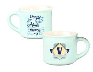 Chávena Café Veludo Letras Azul - V